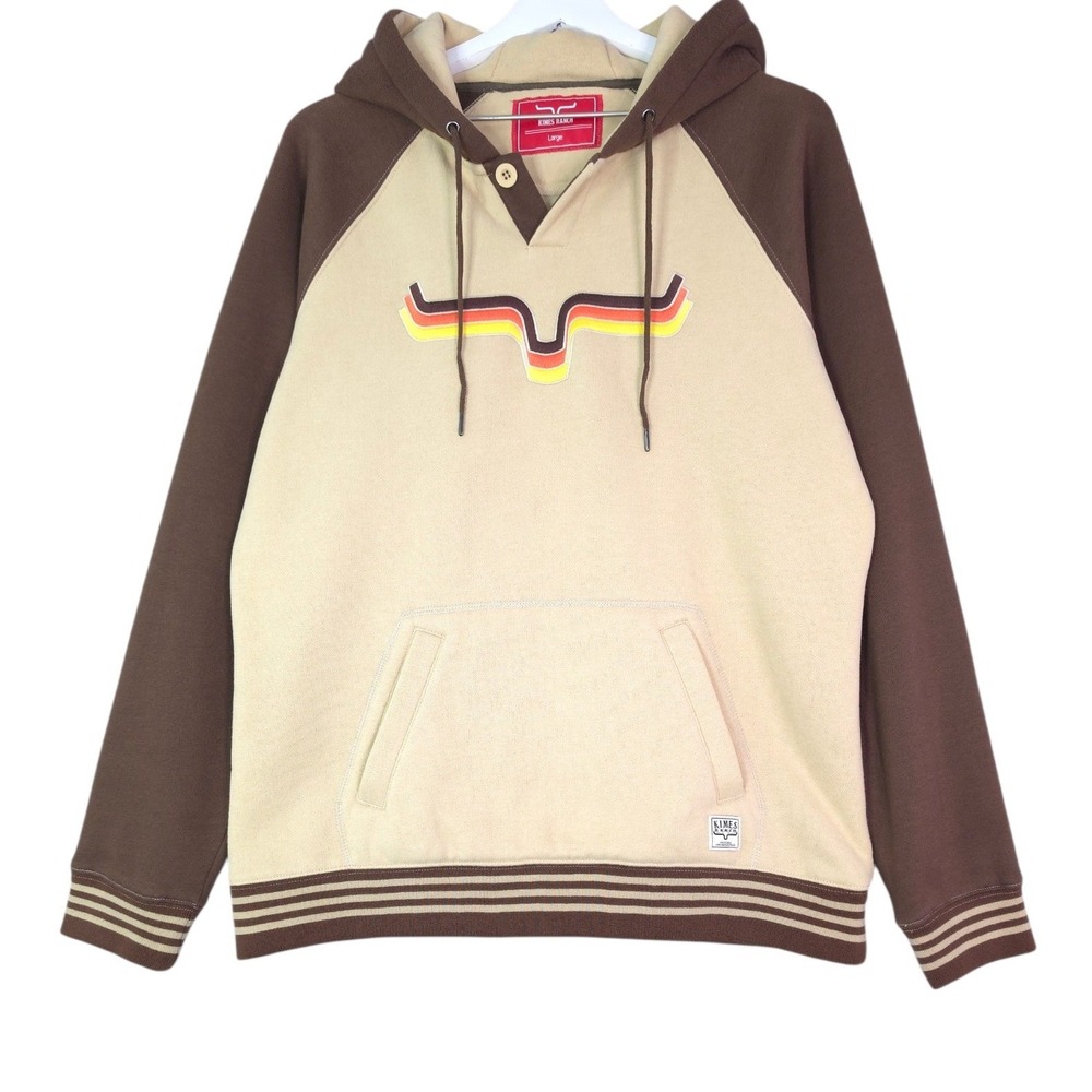 Kimes Ranch Women Raglan Hoodie Large Cotton Blend Western Retro Logo Excellent